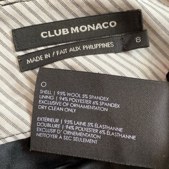 Club Monaco Black Wool Checkered Wide Leg Pants Size 8 TALL - Picture 14 of 15